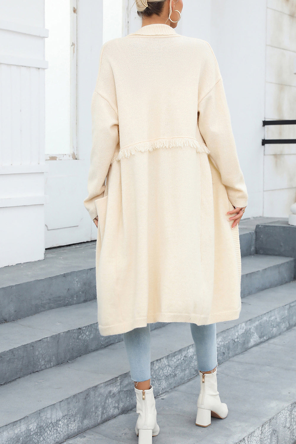 Open Front Pocketed Cardigan BLUE ZONE PLANET