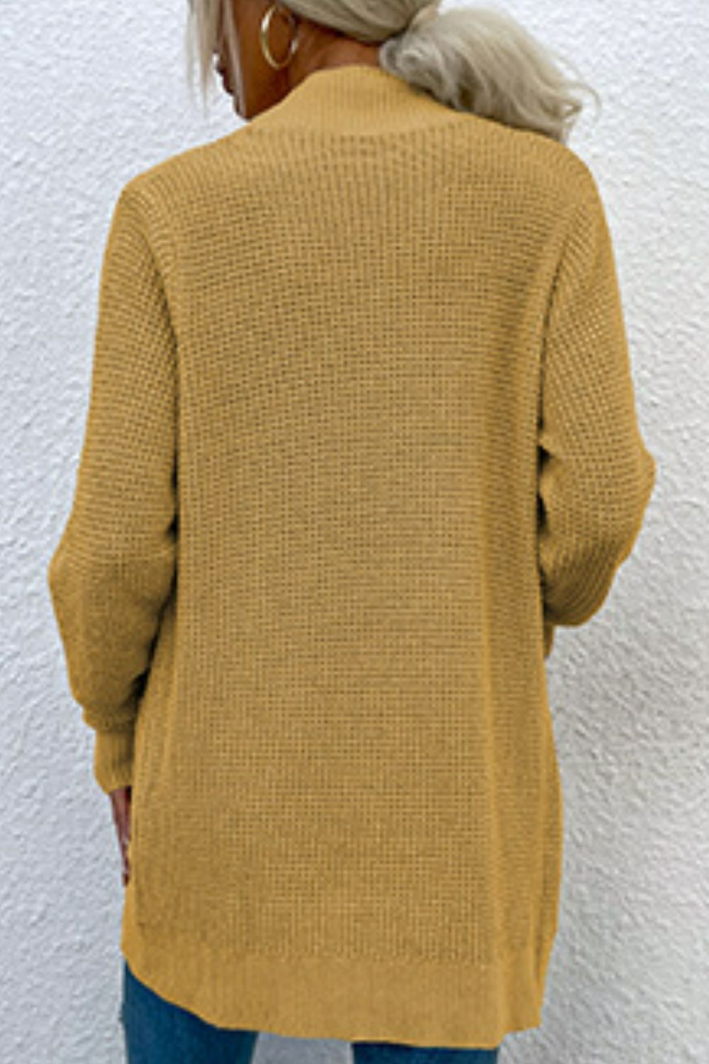 Open Front Rib-Knit Cardigan with Pockets BLUE ZONE PLANET