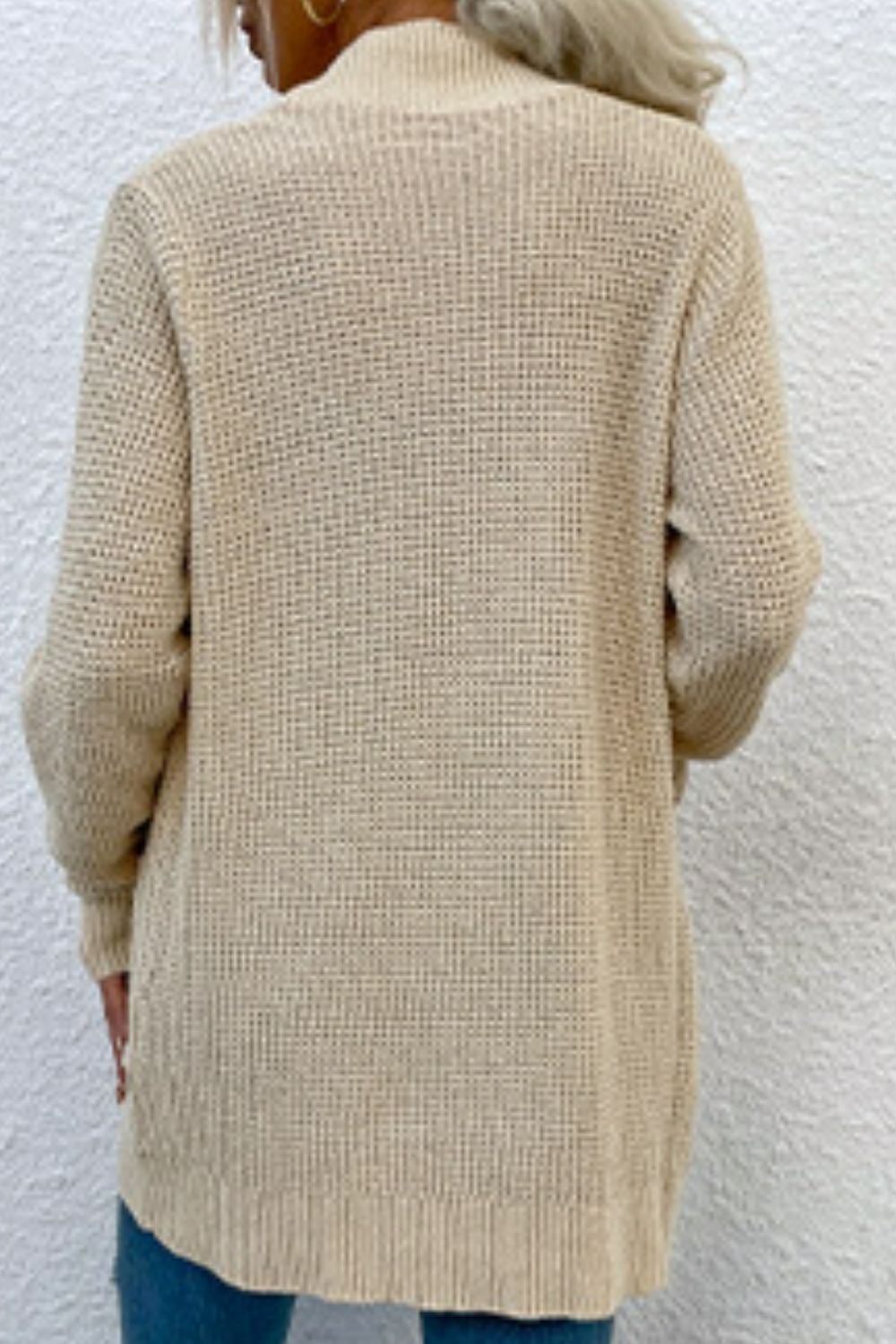 Open Front Rib-Knit Cardigan with Pockets BLUE ZONE PLANET