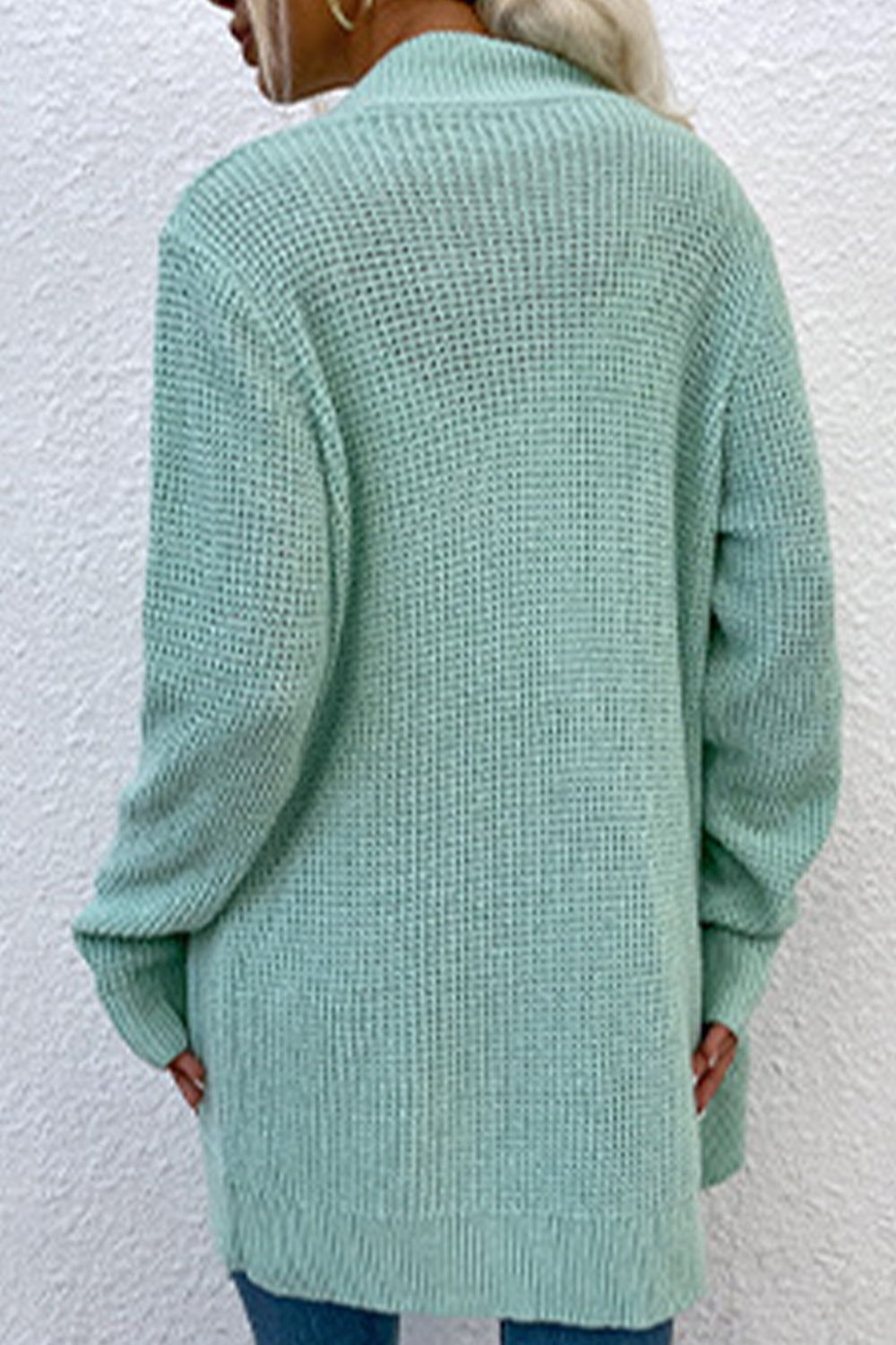 Open Front Rib-Knit Cardigan with Pockets BLUE ZONE PLANET