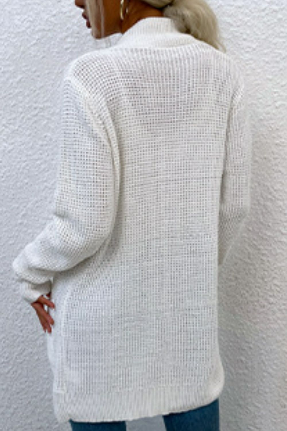 Open Front Rib-Knit Cardigan with Pockets BLUE ZONE PLANET