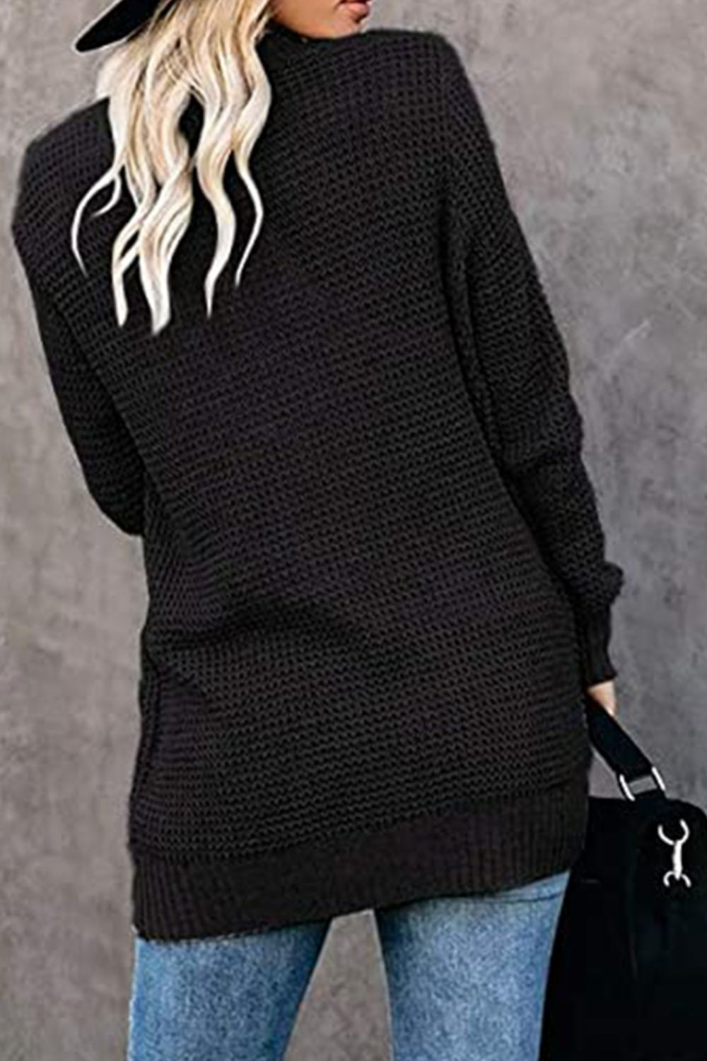 Open Front Rib-Knit Cardigan with Pockets BLUE ZONE PLANET