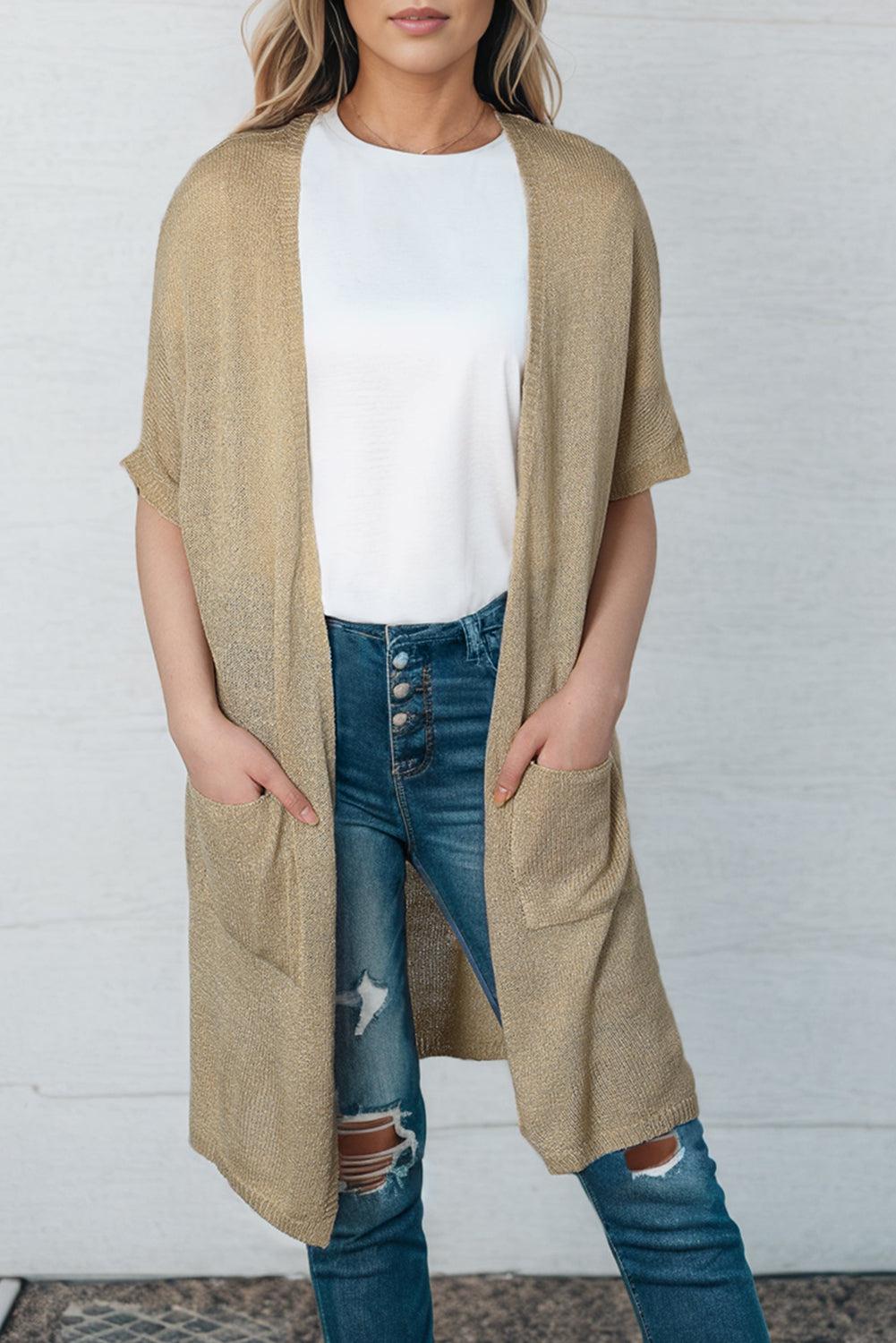 Open Front Sweater Cardigan with Pockets BLUE ZONE PLANET