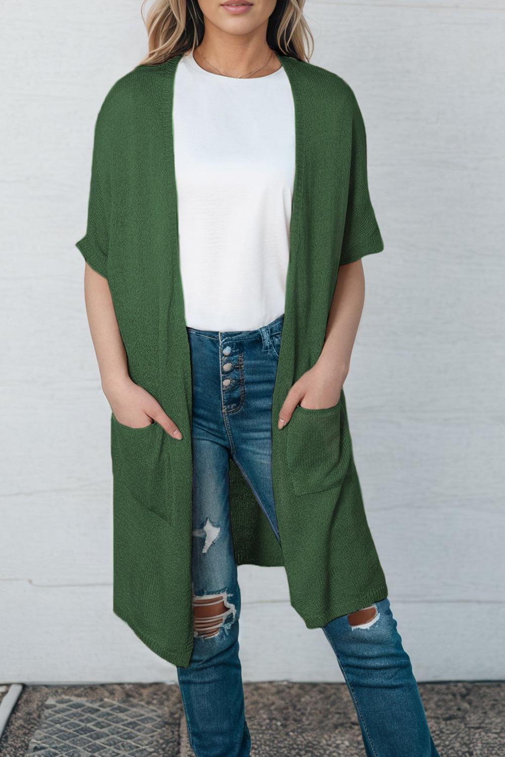 Open Front Sweater Cardigan with Pockets BLUE ZONE PLANET