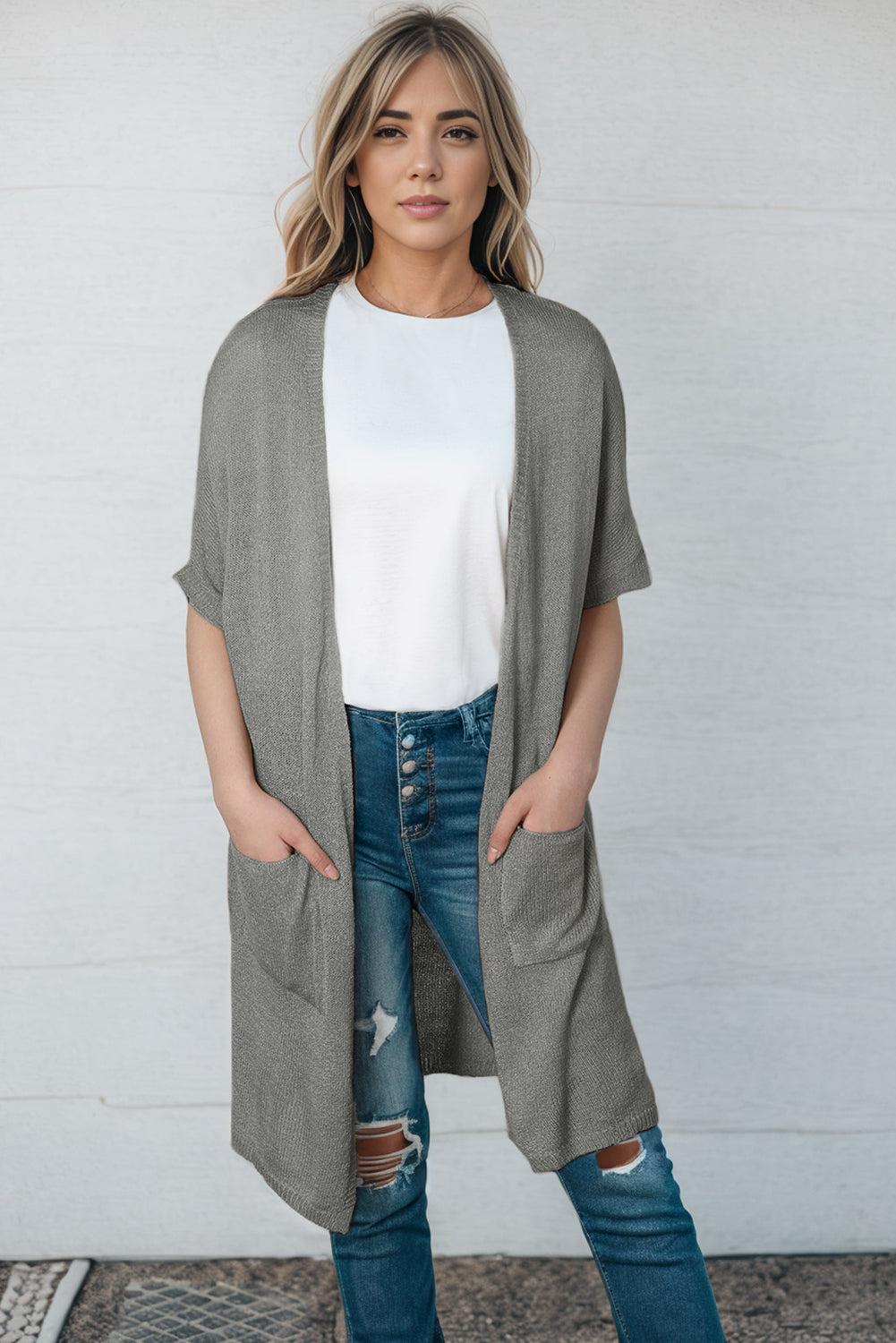 Open Front Sweater Cardigan with Pockets BLUE ZONE PLANET