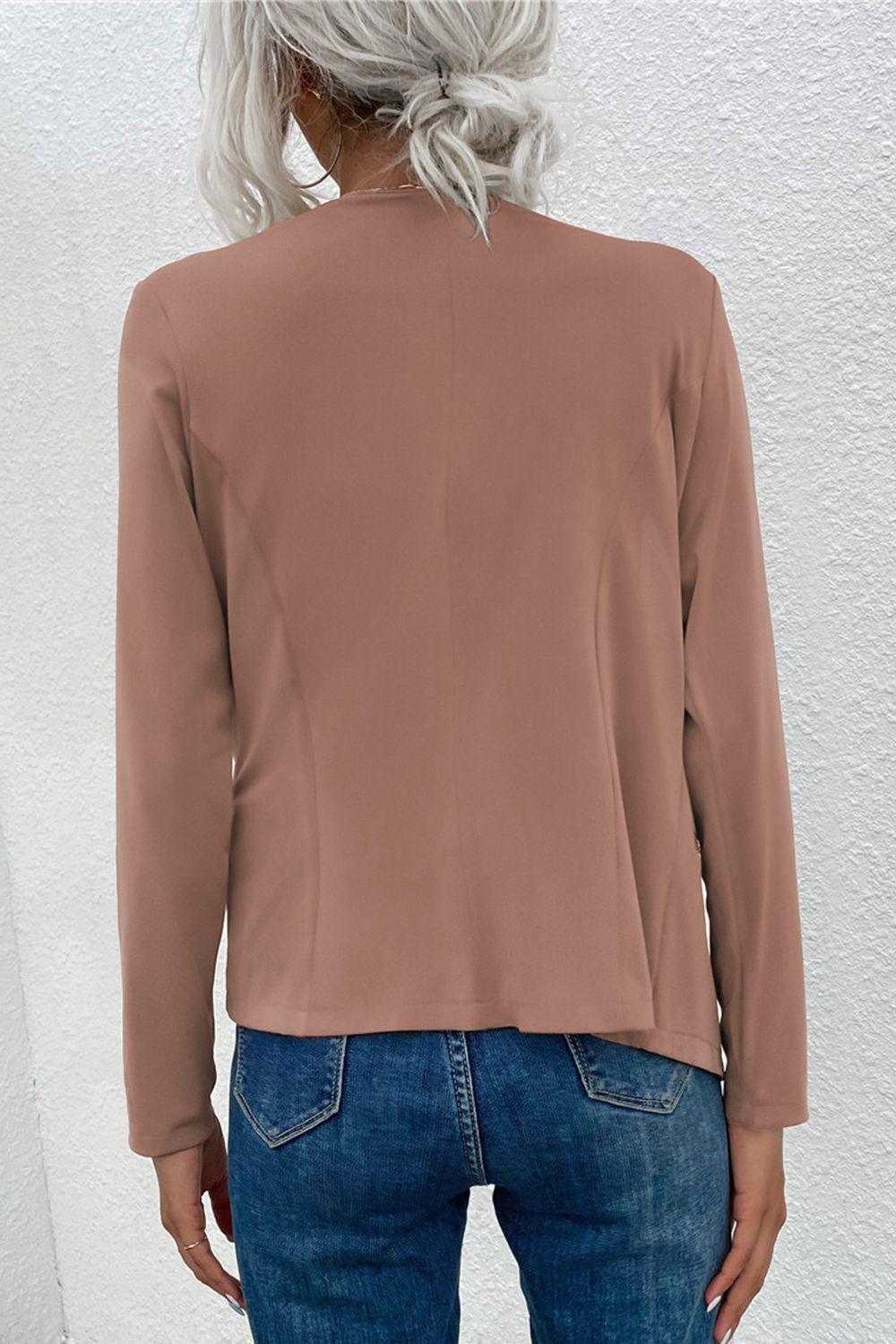 Open Front Zipper Pocket Cardigan BLUE ZONE PLANET