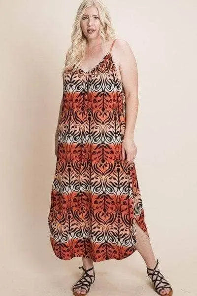 Orange Tie Dye Ombre Cami Maxi Dress Blue Zone Planet