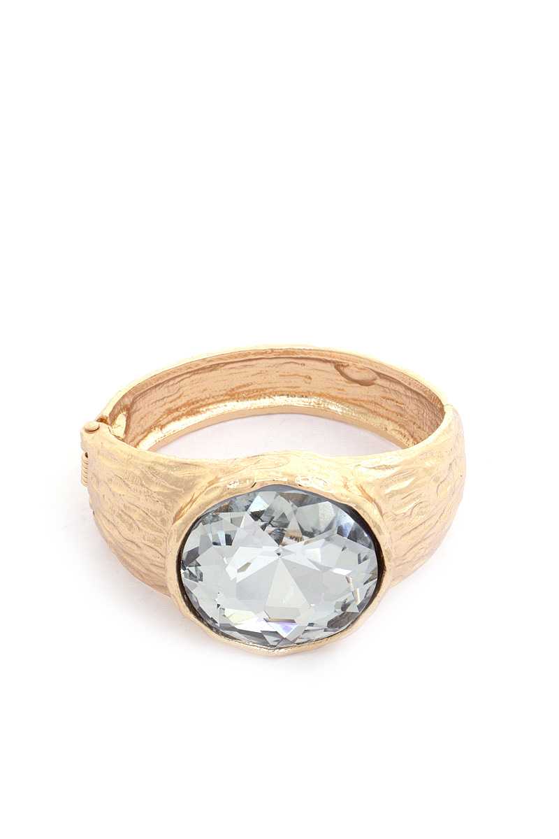 Oval Crystal Metal Cuff Bracelet Blue Zone Planet