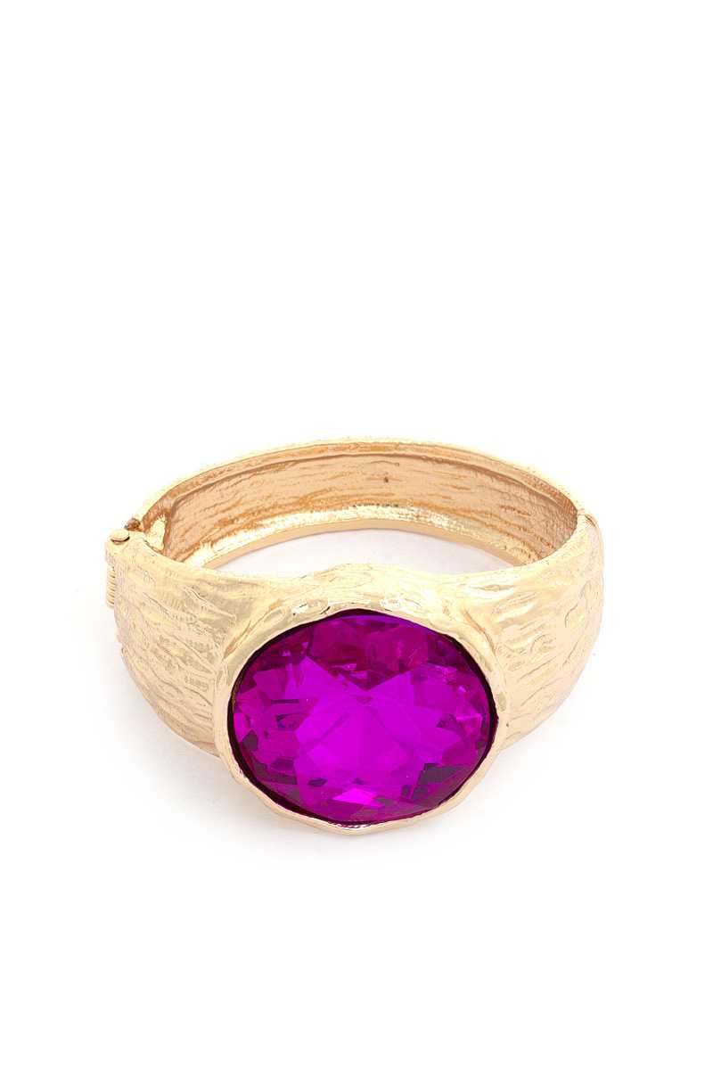 Oval Crystal Metal Cuff Bracelet Blue Zone Planet
