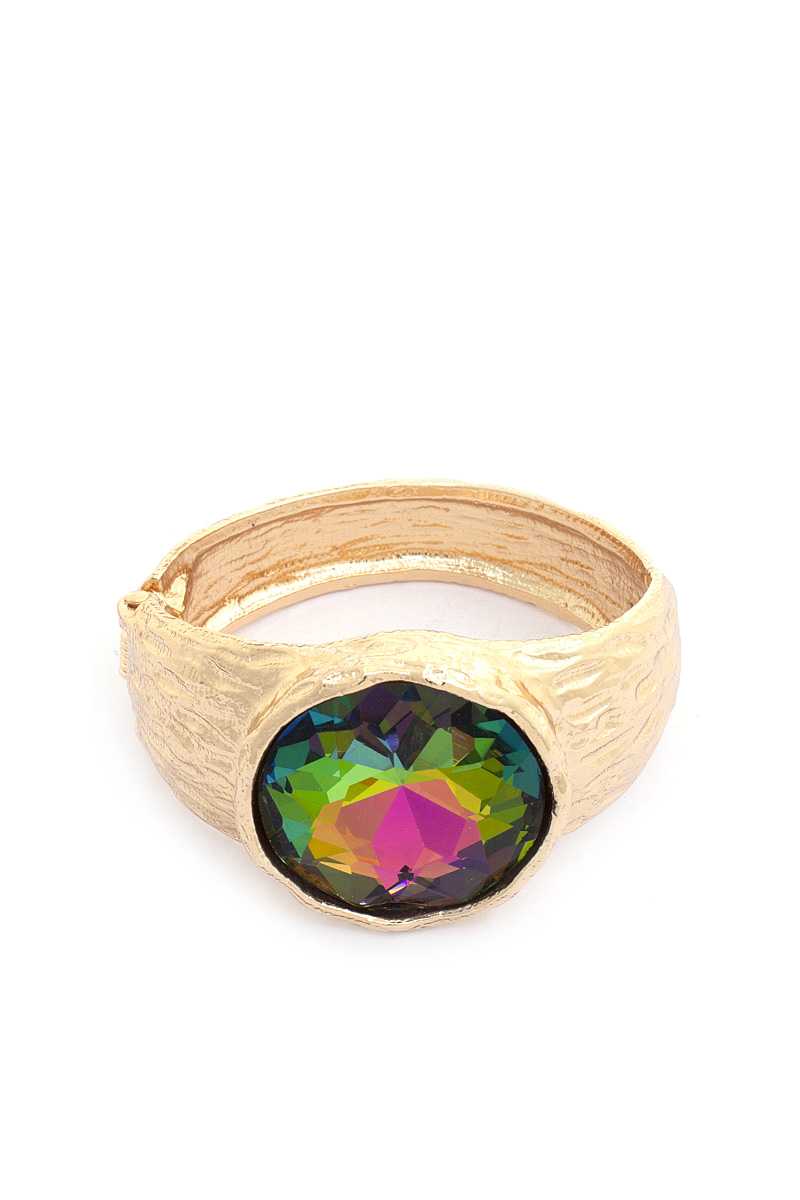 Oval Crystal Metal Cuff Bracelet Blue Zone Planet
