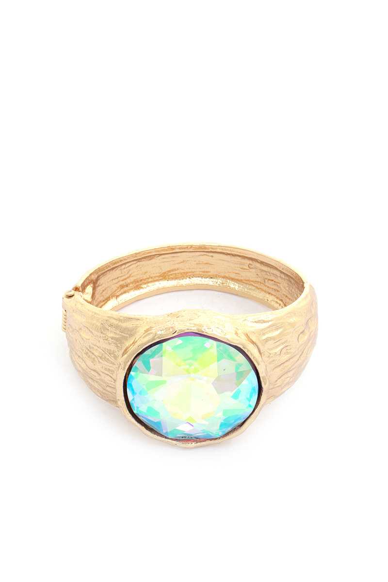 Oval Crystal Metal Cuff Bracelet Blue Zone Planet
