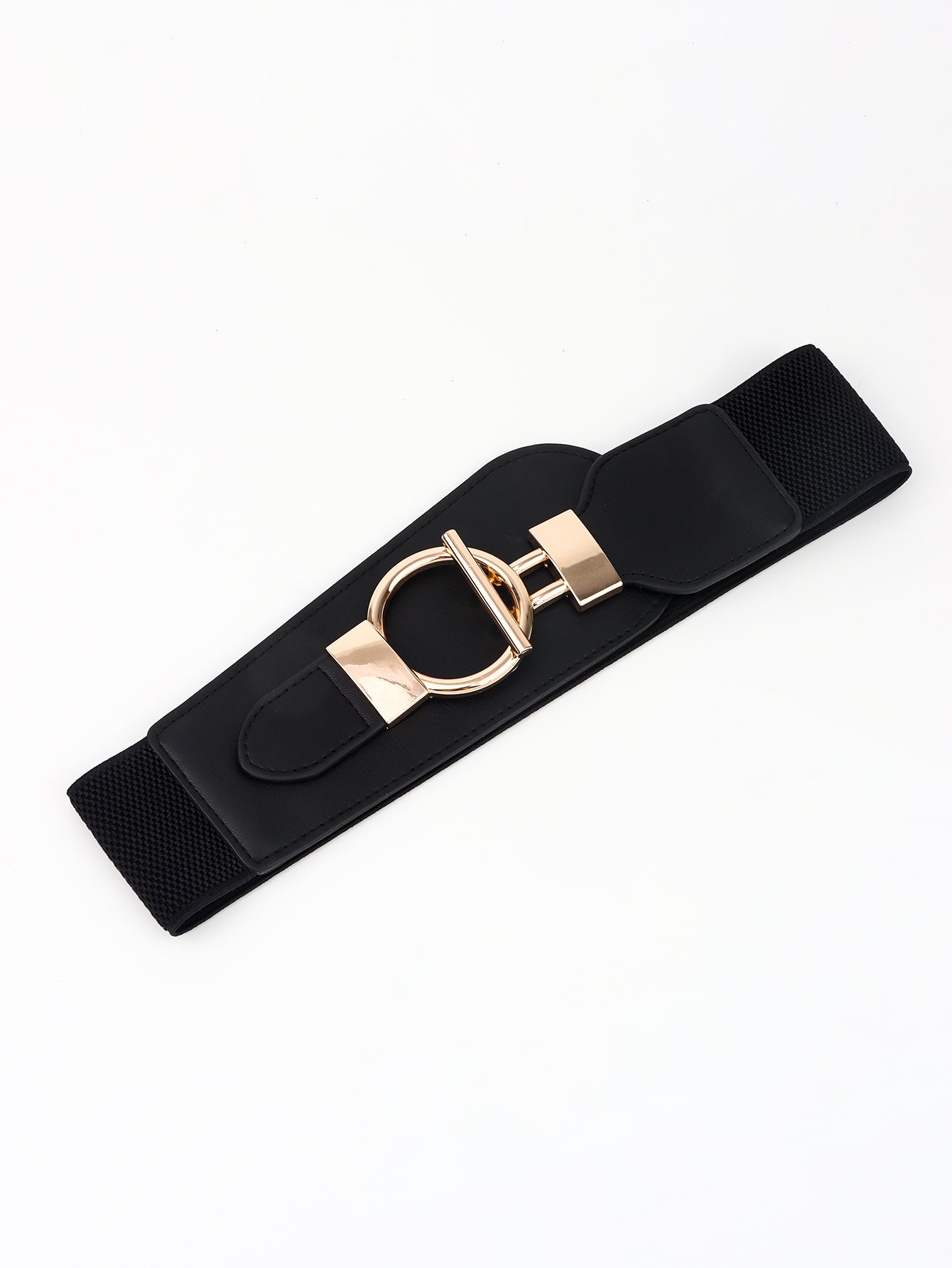 PU Elastic Wide Belt with Alloy Buckle BLUE ZONE PLANET