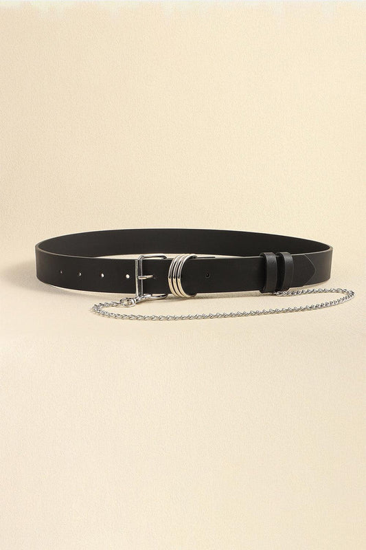 PU Leather Alloy Chain Belt BLUE ZONE PLANET