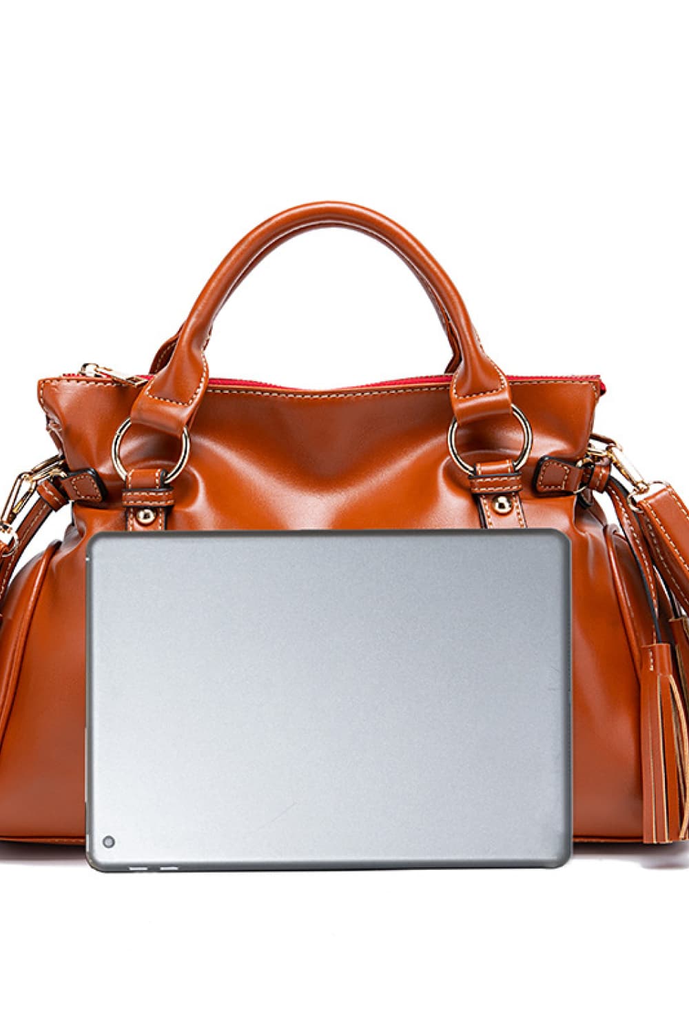 PU Leather Handbag with Tassels BLUE ZONE PLANET