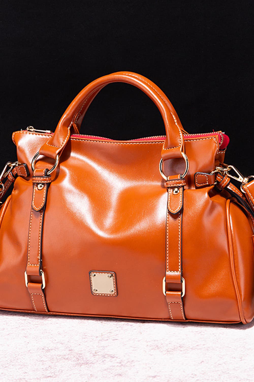 PU Leather Handbag with Tassels BLUE ZONE PLANET