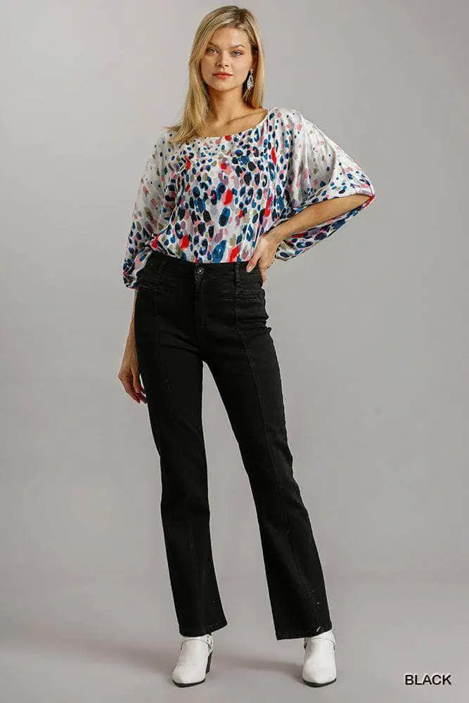 Panel Straight Cut Denim Jeans With Pockets Blue Zone Planet