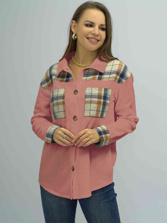 Plaid Button Down Shirt BLUE ZONE PLANET