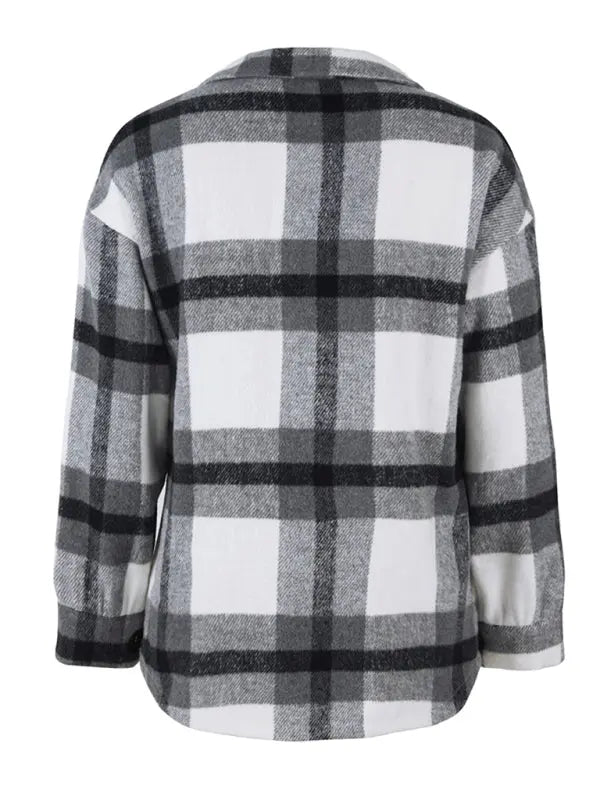 Plaid long sleeve shirt coat BLUE ZONE PLANET