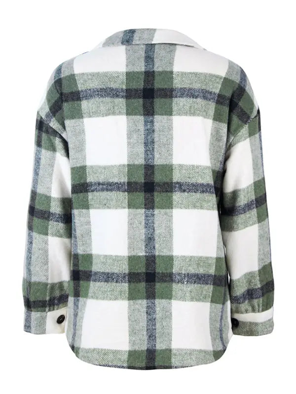 Plaid long sleeve shirt coat BLUE ZONE PLANET