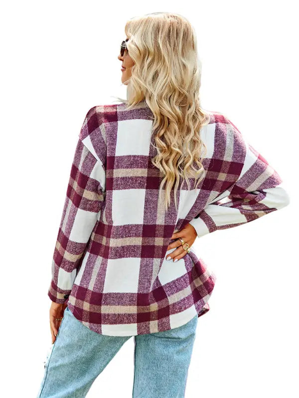 Plaid long sleeve shirt coat BLUE ZONE PLANET