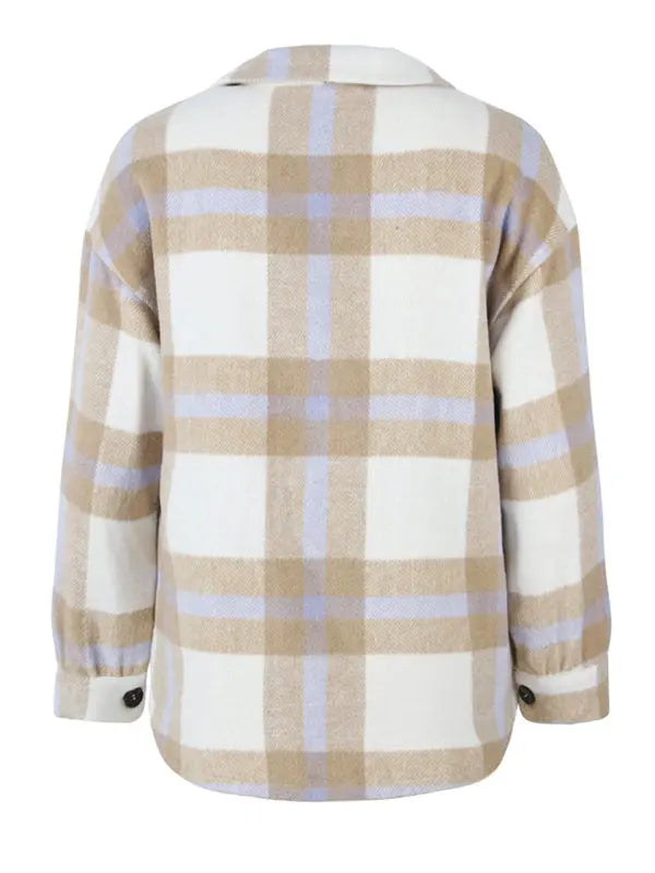 Plaid long sleeve shirt coat BLUE ZONE PLANET