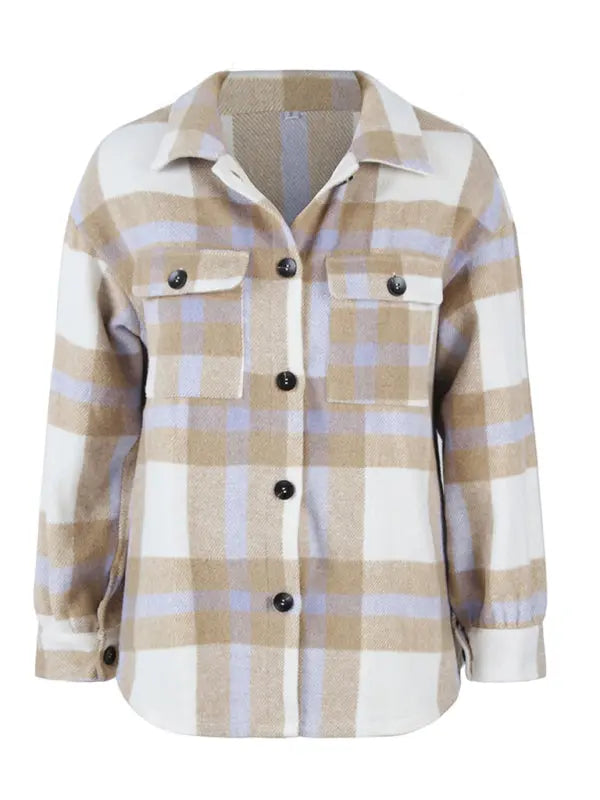 Plaid long sleeve shirt coat BLUE ZONE PLANET