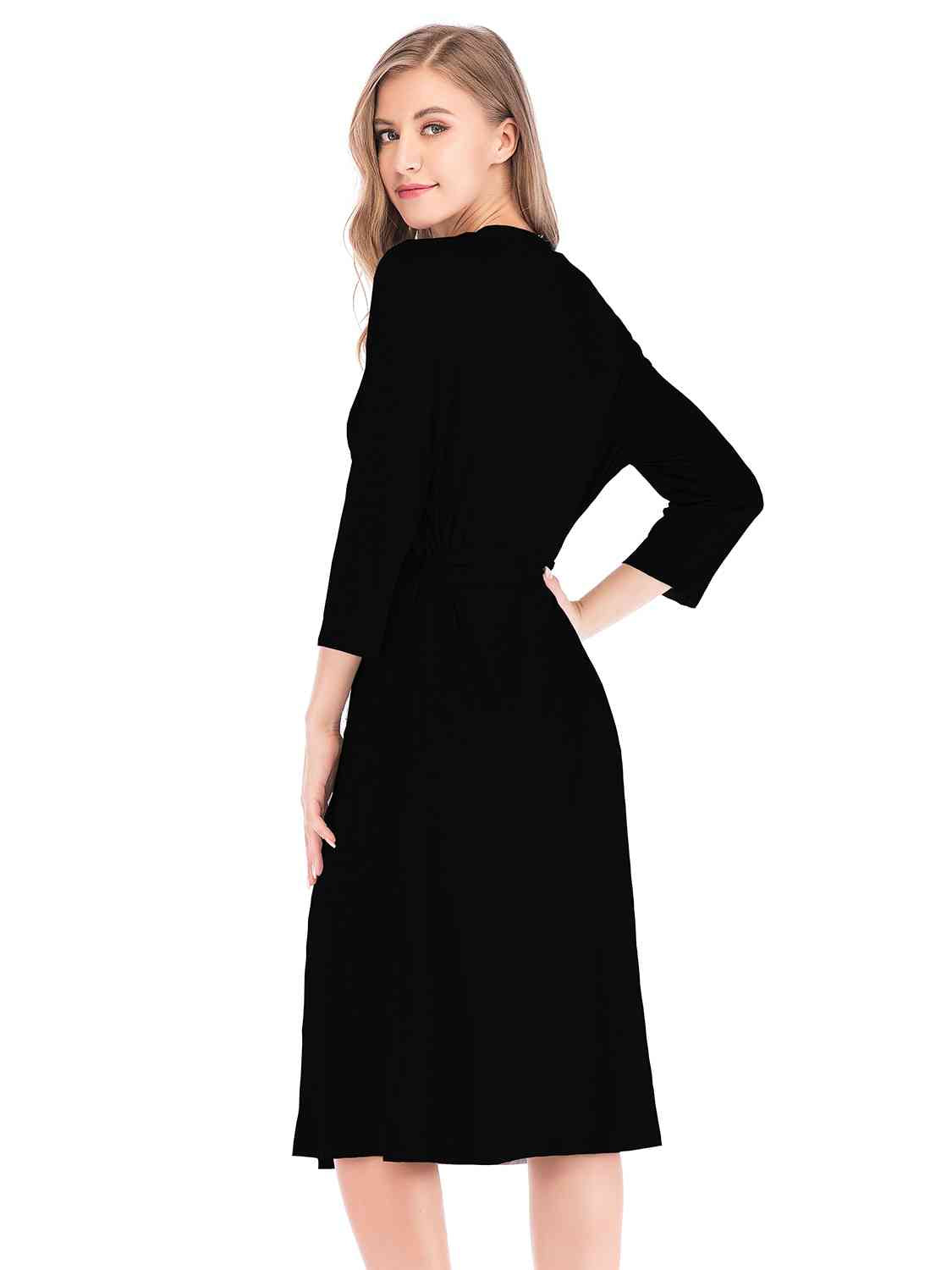 Plunge Tie Front Night Dress BLUE ZONE PLANET