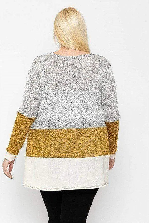 Plus Size Color Block, Lightweight Cardigan Blue Zone Planet