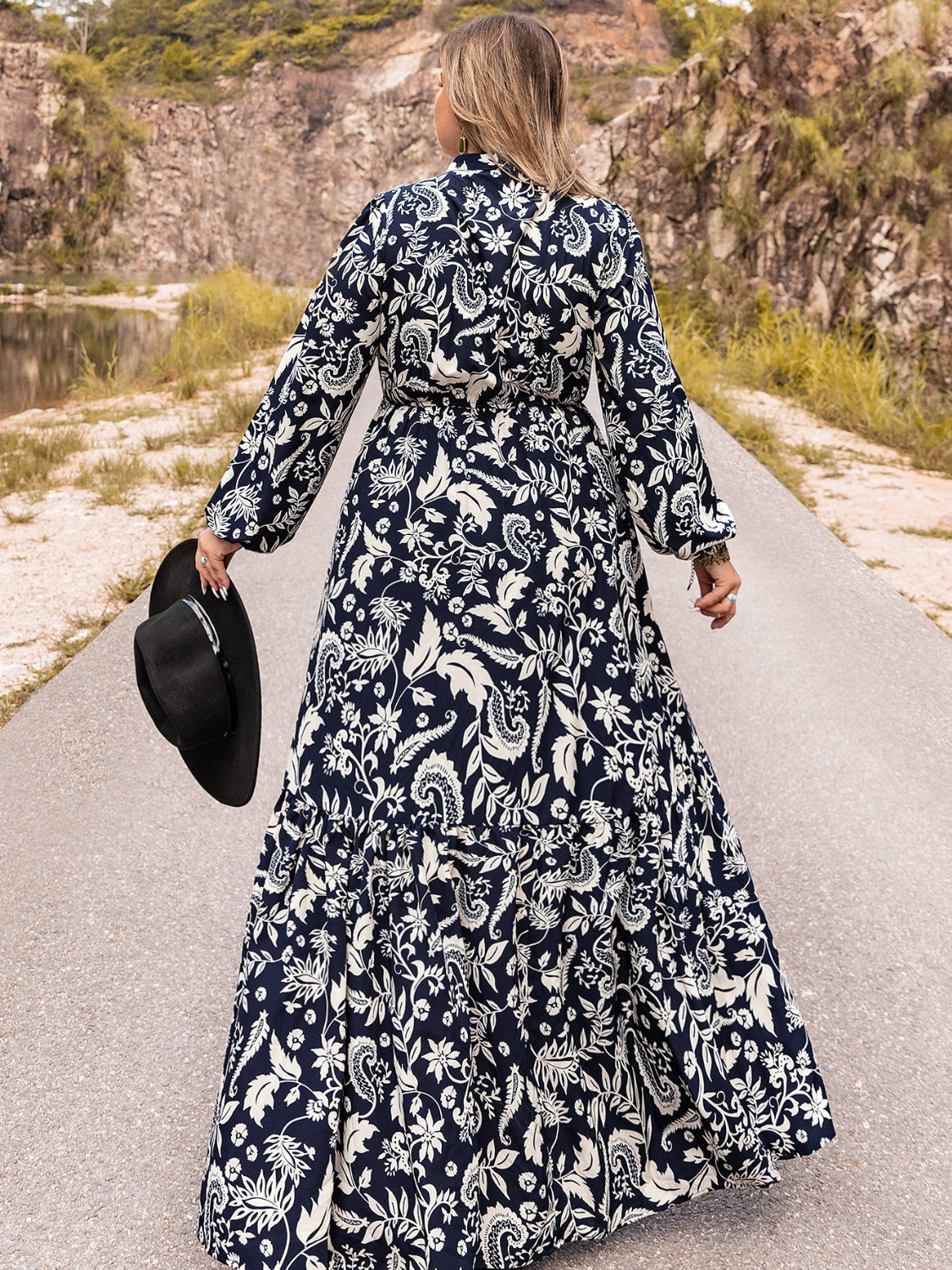 Plus Size Long Sleeve Maxi Dress BLUE ZONE PLANET