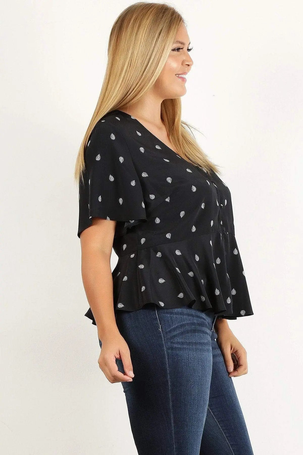 Plus Size Printed Short Sleeve Top Blue Zone Planet
