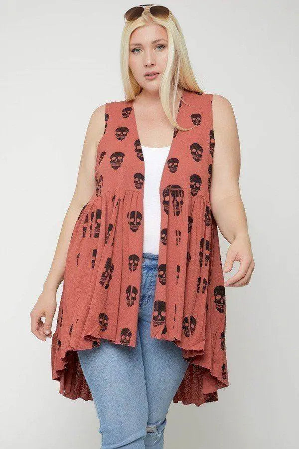 Plus Size Sleeveless Cardigan Featuring A Long Flattering Silhouette Blue Zone Planet