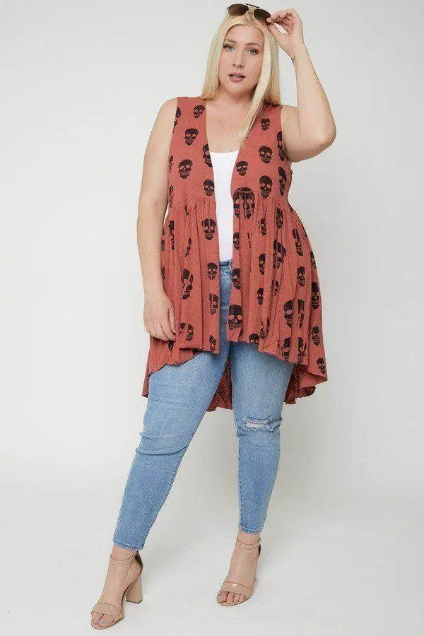 Plus Size Sleeveless Cardigan Featuring A Long Flattering Silhouette Blue Zone Planet