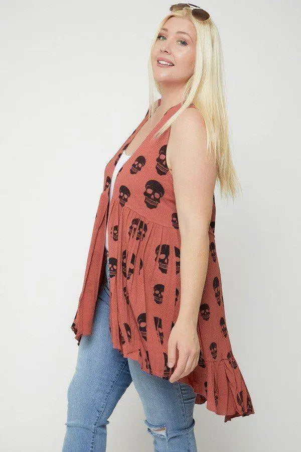 Plus Size Sleeveless Cardigan Featuring A Long Flattering Silhouette Blue Zone Planet
