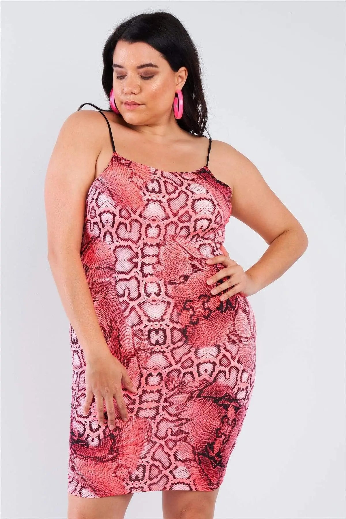 Plus Size Snake Print Open Back Mini Dress Blue Zone Planet