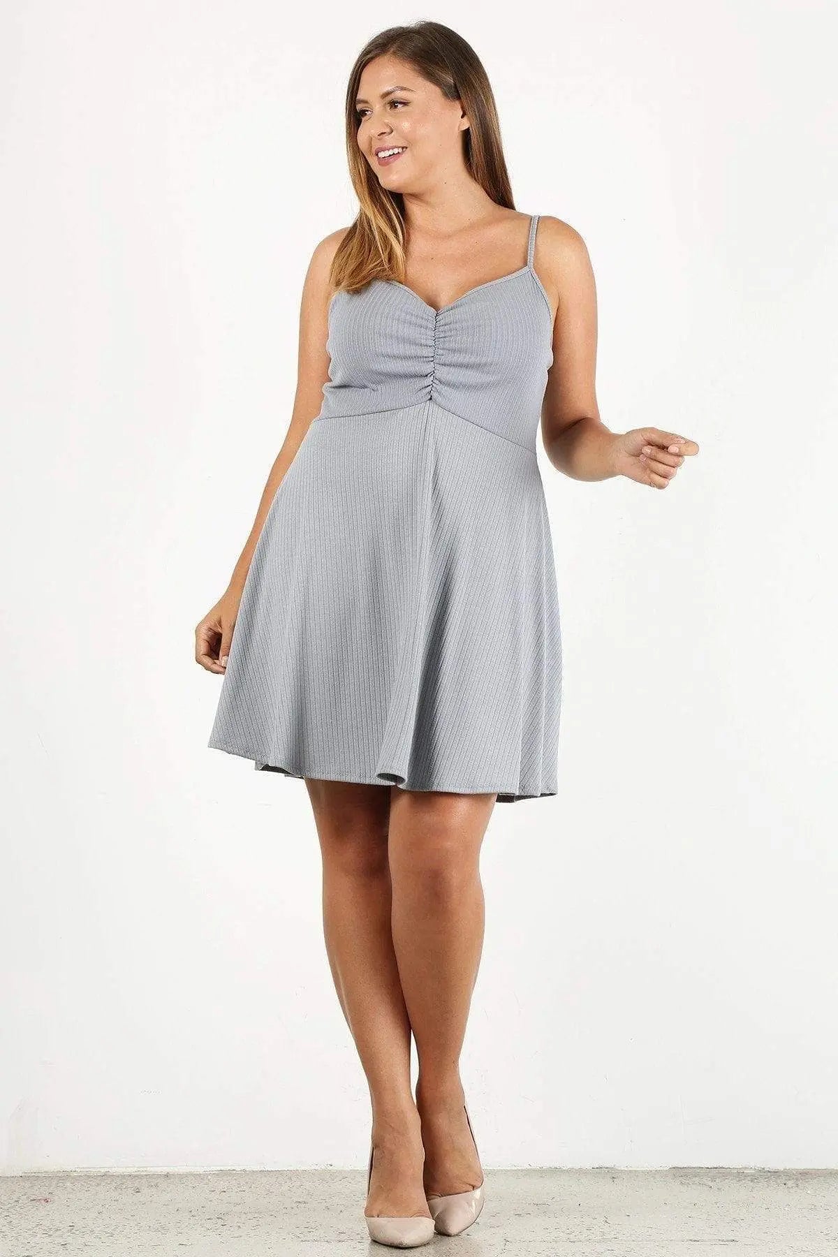 Plus Size Solid Print Sleeveless Dress Blue Zone Planet