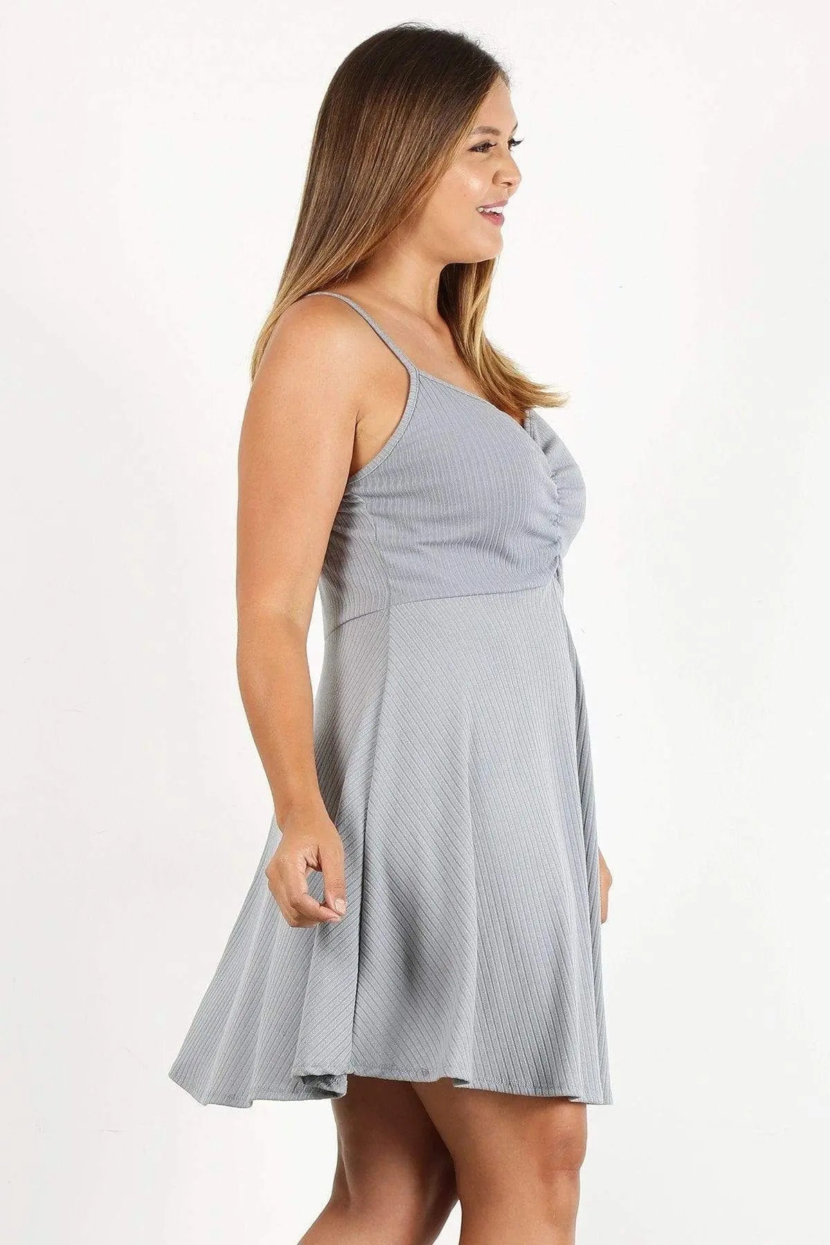 Plus Size Solid Print Sleeveless Dress Blue Zone Planet