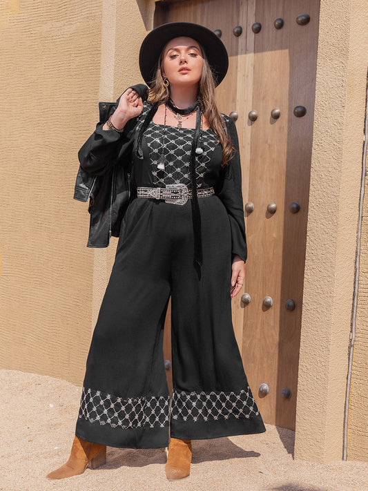 Plus Size Square Neck Jumpsuit BLUE ZONE PLANET