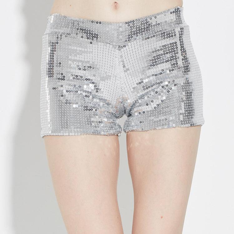 Plus Size Stretchable Sequin Mini Shorts for Stage Performances Blue Zone Planet