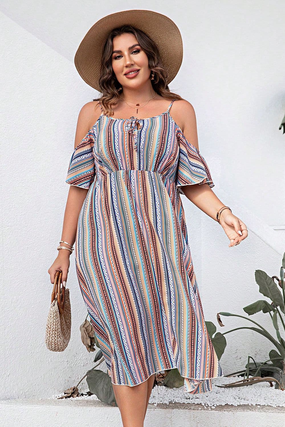 Plus size cold hot sale shoulder summer dresses