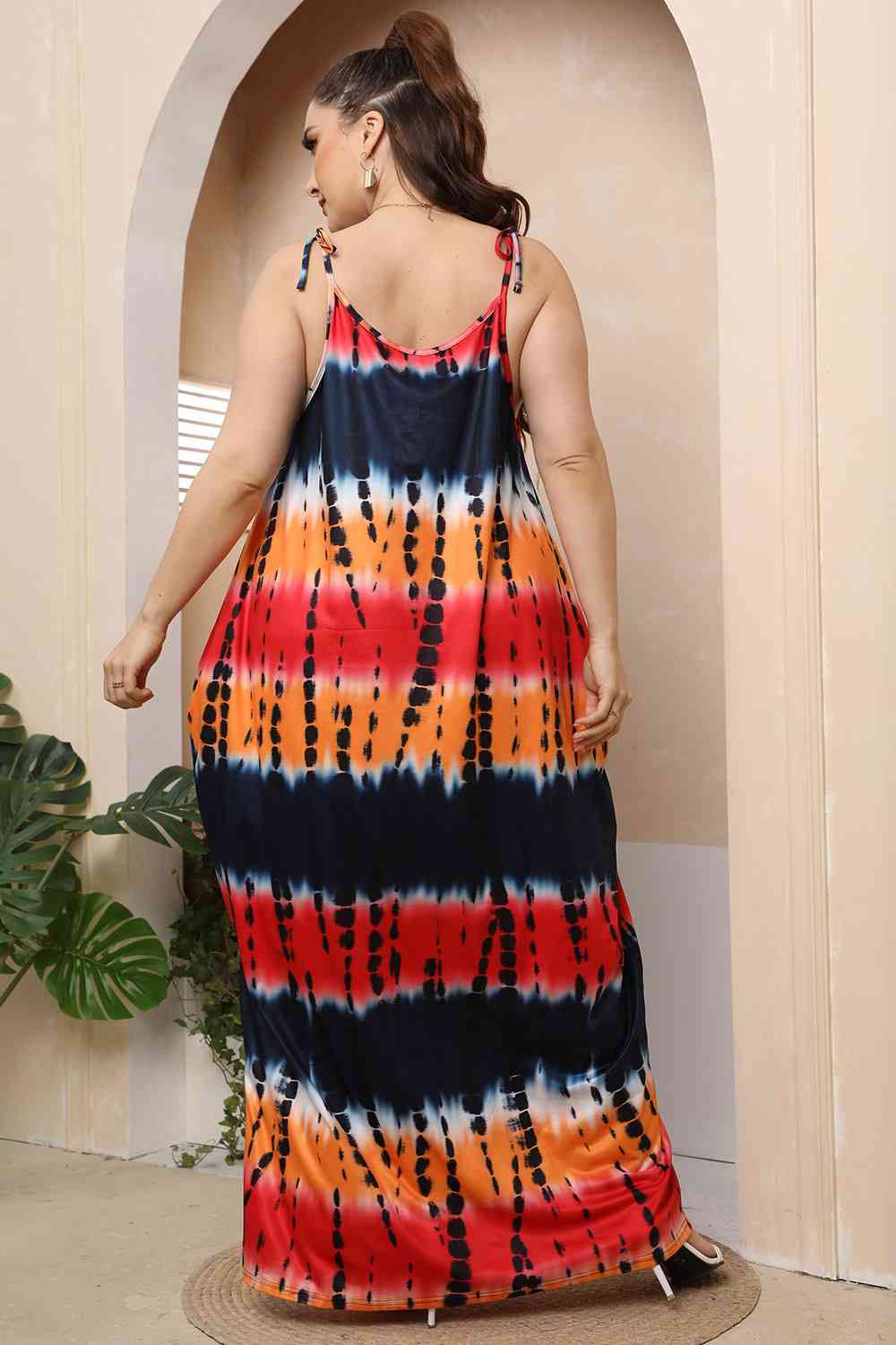 Plus Size Tie-Shoulder Maxi Dress BLUE ZONE PLANET