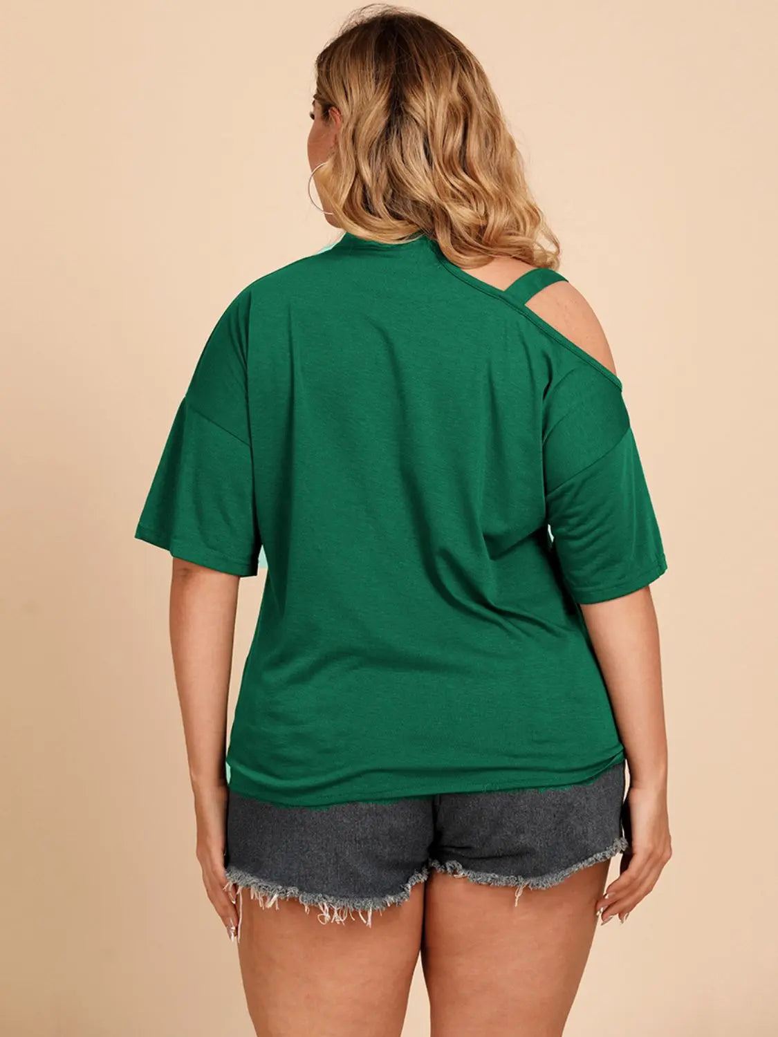 Plus Size Tied Cold-Shoulder Tee Shirt BLUE ZONE PLANET