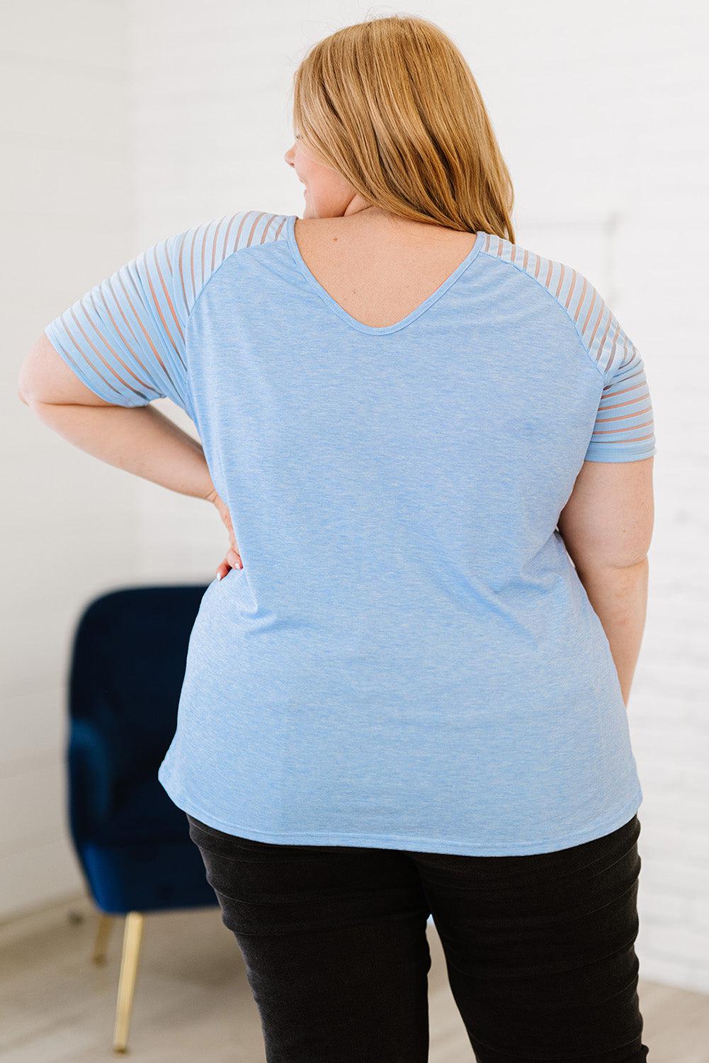 Plus Size V-Neck Raglan Sleeve Tee BLUE ZONE PLANET