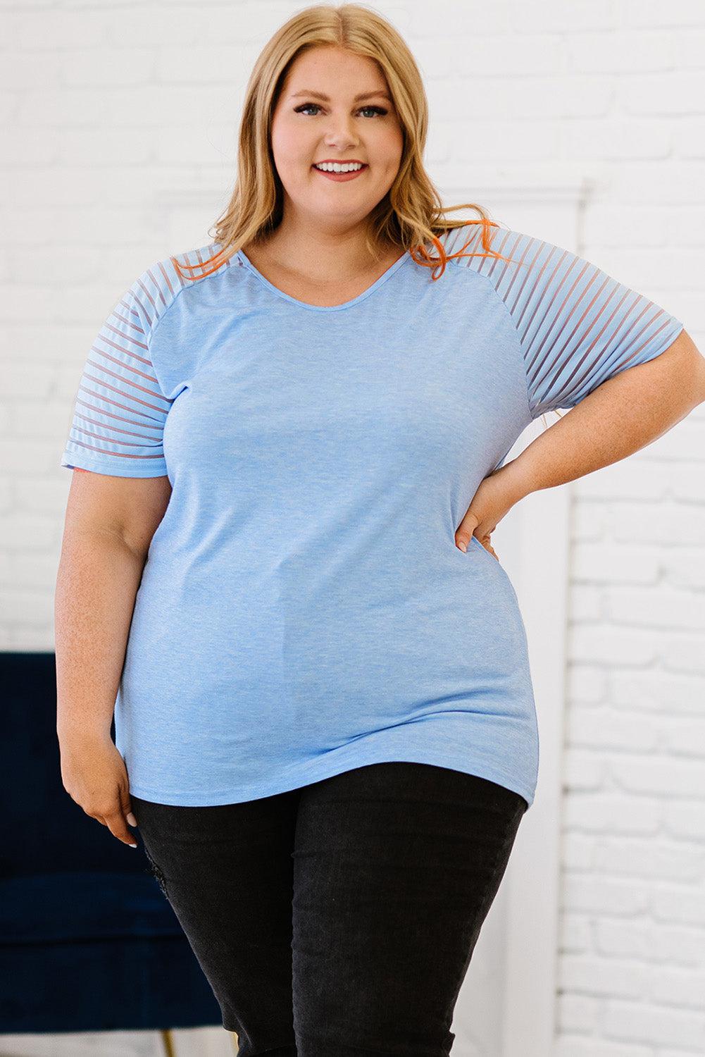Plus Size V-Neck Raglan Sleeve Tee BLUE ZONE PLANET