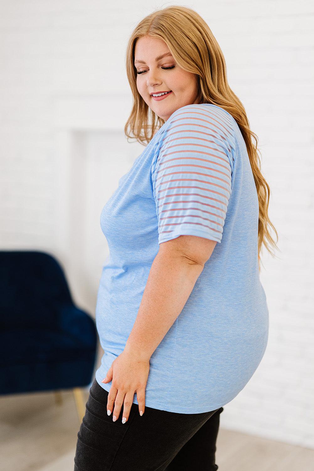 Plus Size V-Neck Raglan Sleeve Tee BLUE ZONE PLANET
