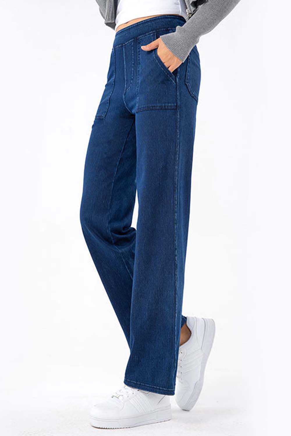 Pocketed Long Jeans BLUE ZONE PLANET