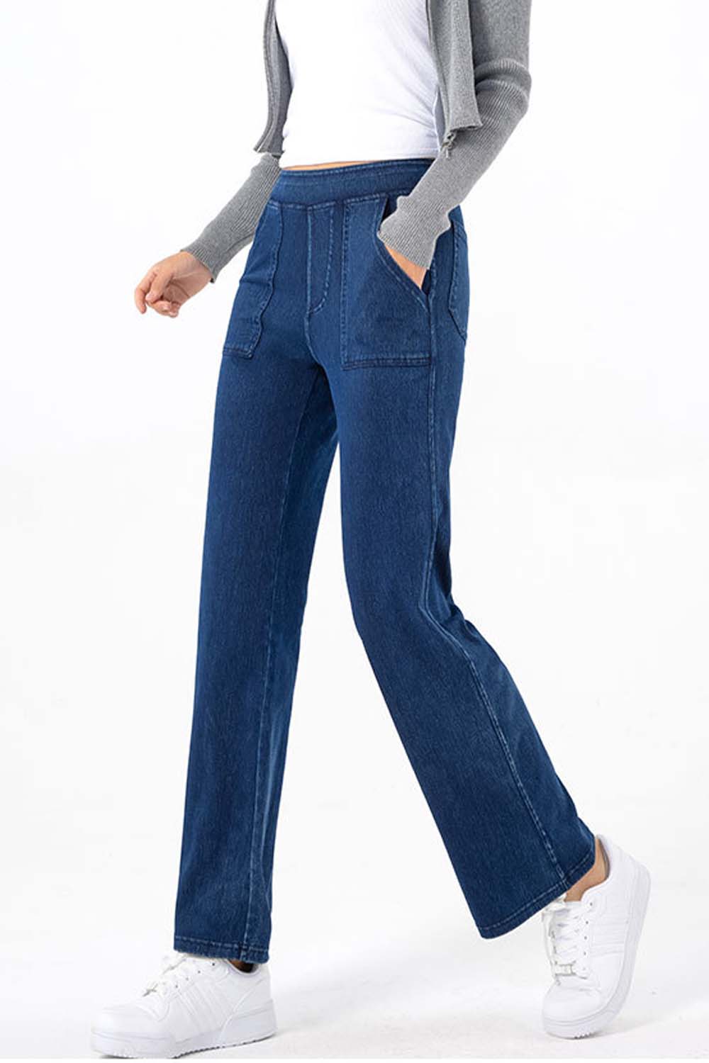 Pocketed Long Jeans BLUE ZONE PLANET