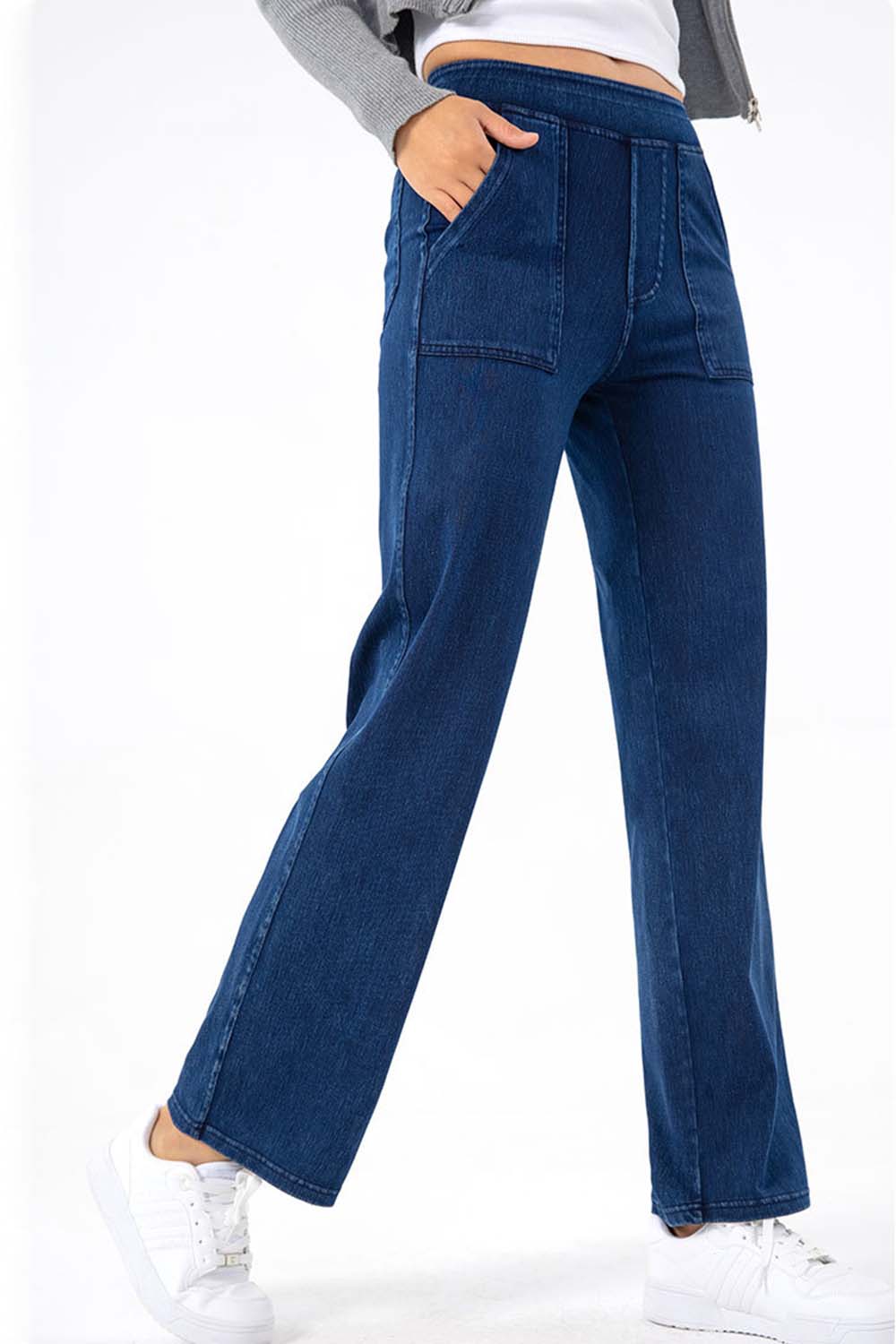 Pocketed Long Jeans BLUE ZONE PLANET