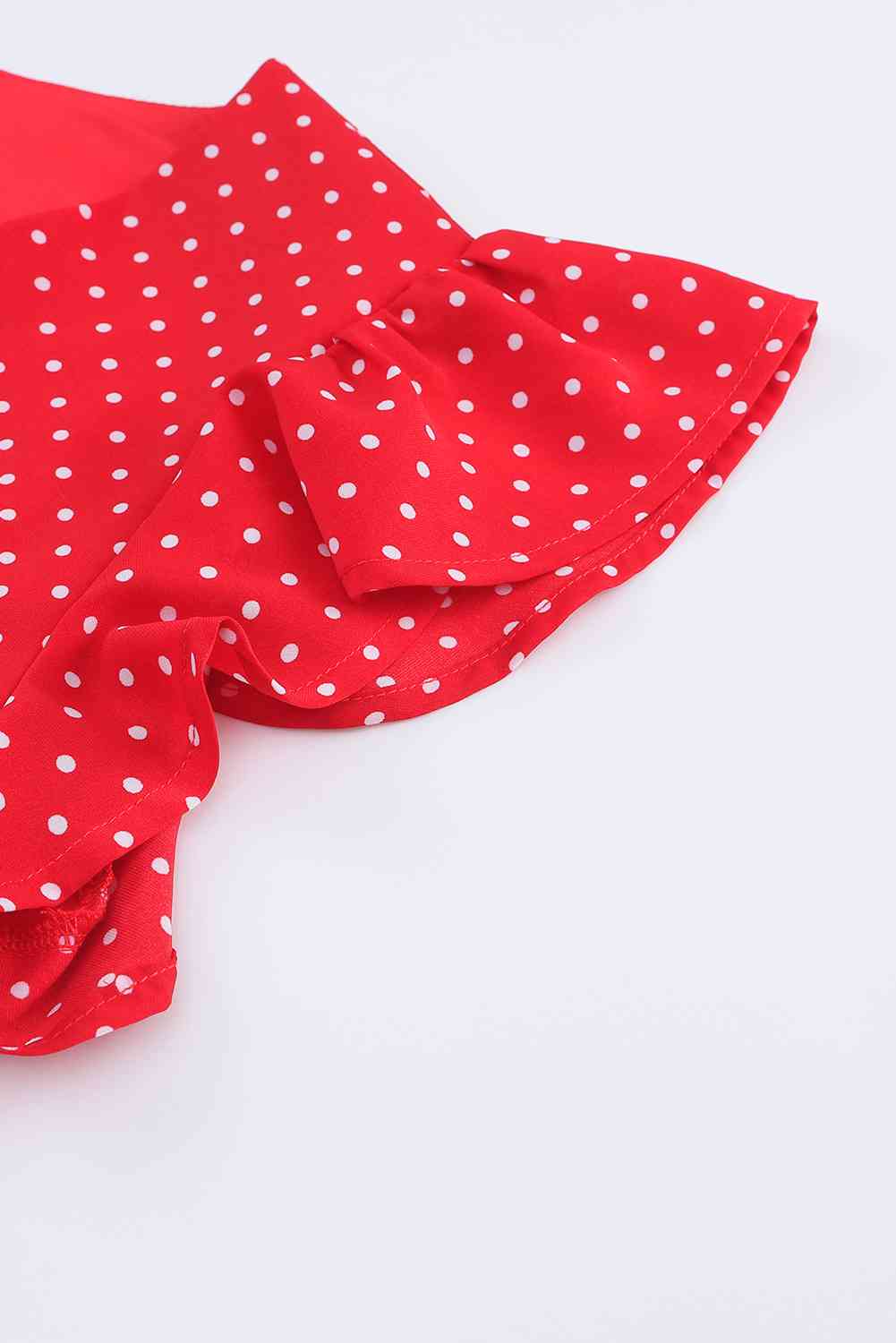 Polka Dot Surplice Neck Tie Waist Dress BLUE ZONE PLANET