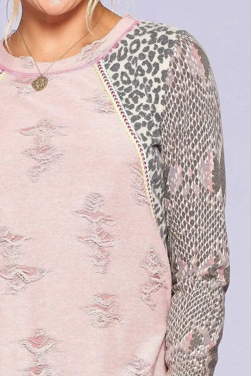 Pre-damaged Color-block Tee Blue Zone Planet