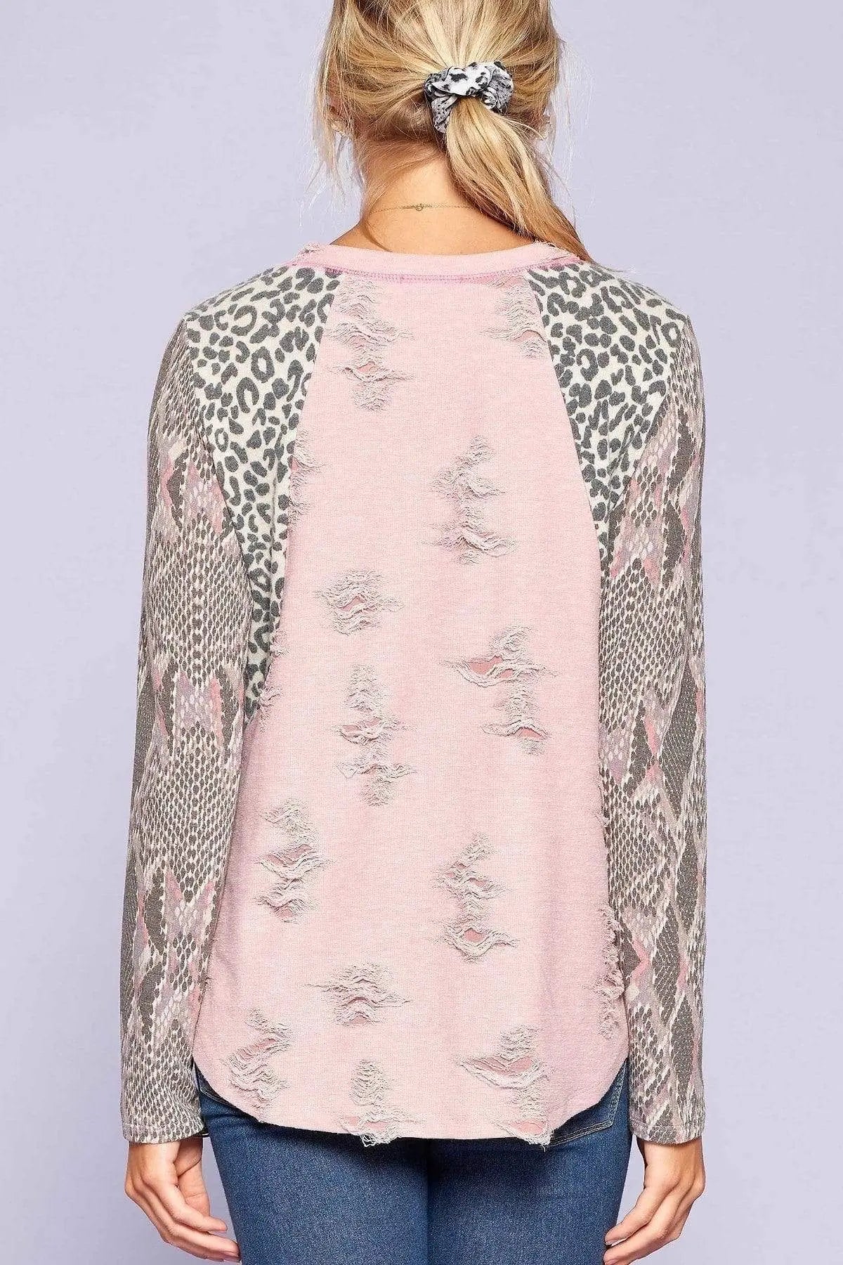 Pre-damaged Color-block Tee Blue Zone Planet